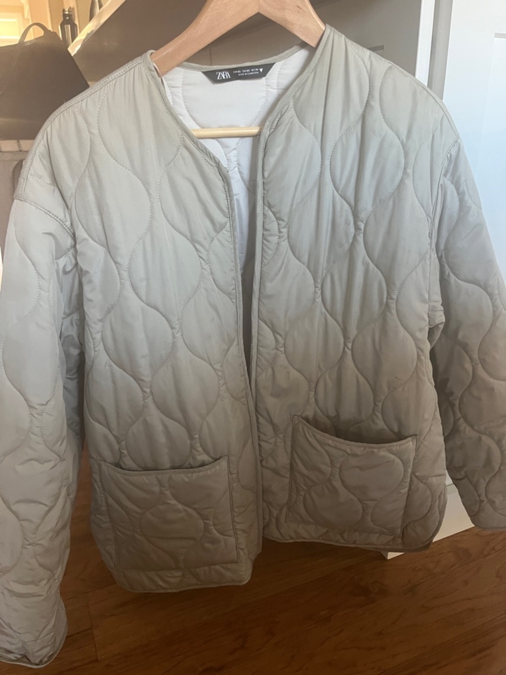 Zara Quilted Light beige  Puffer Jacket